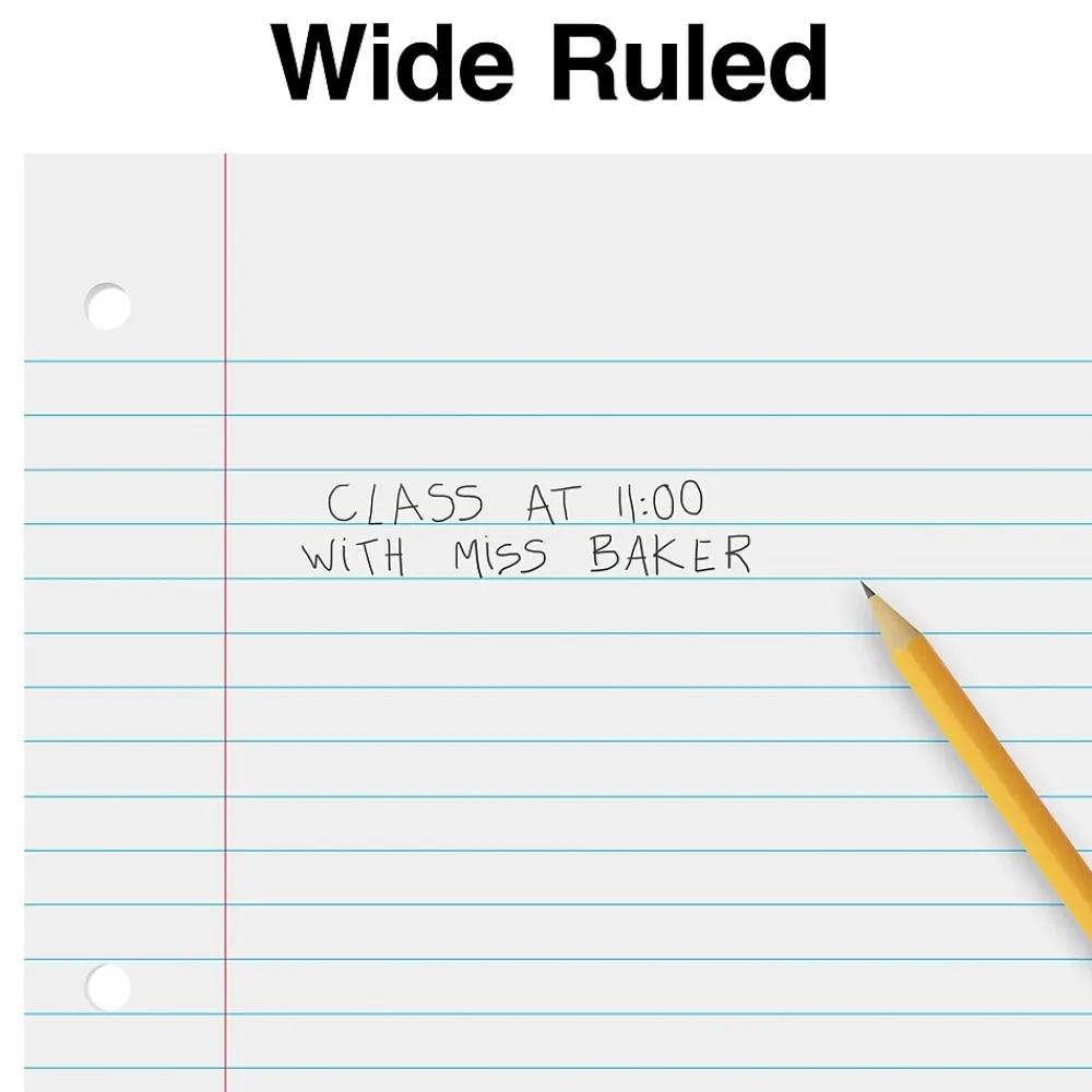 Filler Paper|Staples ® Wide Ruled Filler Paper, 8" x 10.5", White, 120 Sheets/Pack (ST37426D)
