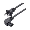 StarTech 6' NEMA 1-15P to Right Angle C7 Laptop Power Cord, Black (PXT101NB-STRA-6F)