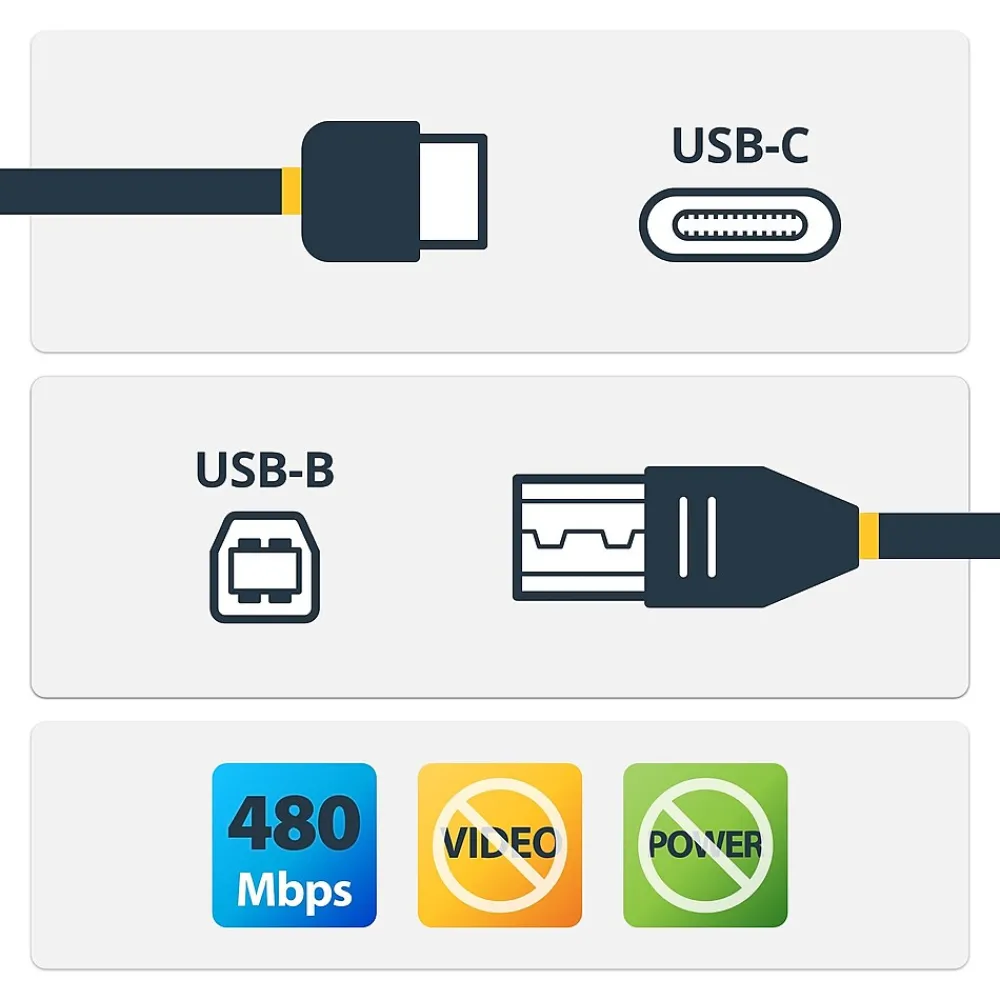 StarTech 6' USB-C to USB-B Printer Cable, Male to Male, Black (USB2CB2M)