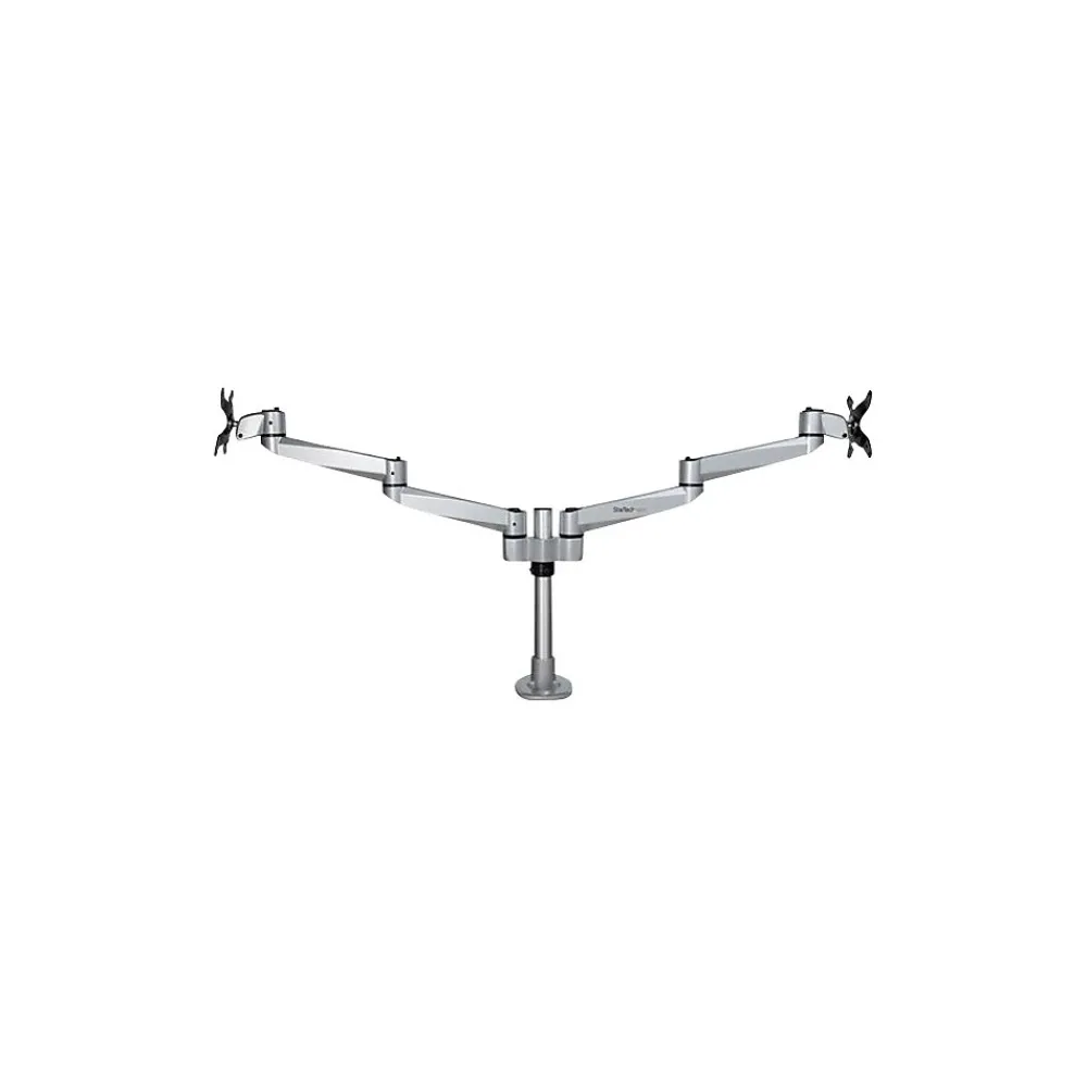 Discount StarTech Desk Mount Dual Monitor Arm - Premium - For up to 27" Monitors, Up, Silver (ARMDUALPS)