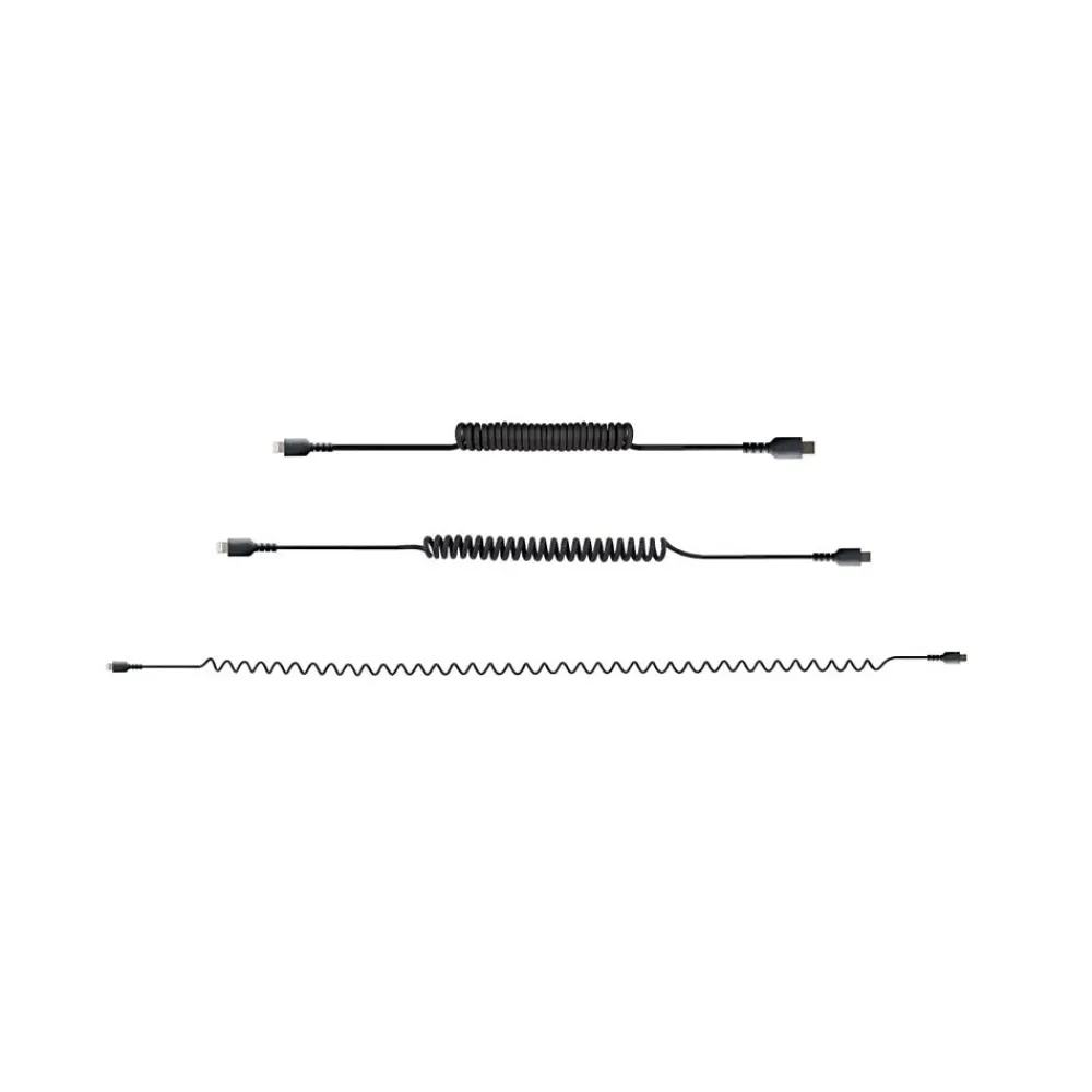 USB-C to Lightning MFi Certified Coiled iPhone Charger Cable, 3 ft., Black (RUSB2CLT1MBC)<StarTech