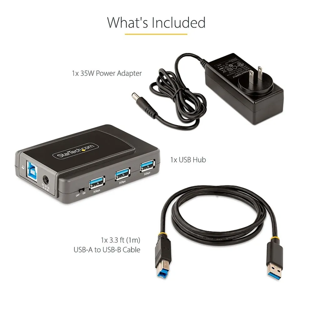StarTech .com 7-Port USB 3.0 5Gbps Hub, Black (5G7AS-USB-A-HUB)