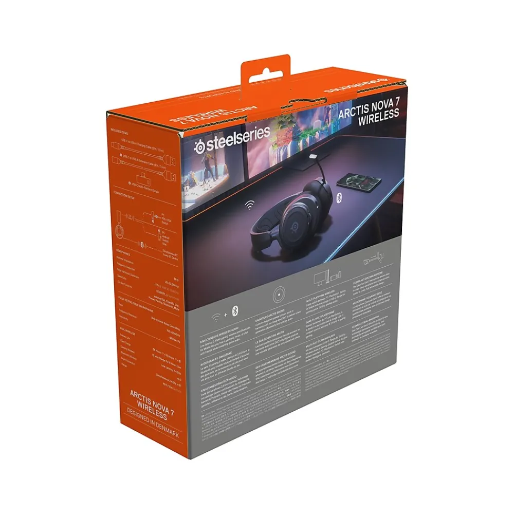 Outlet SteelSeries Arctis Nova 7 Wireless Noise Canceling Bluetooth Stereo Gaming Over-the-Ear Headset, Black (61553)