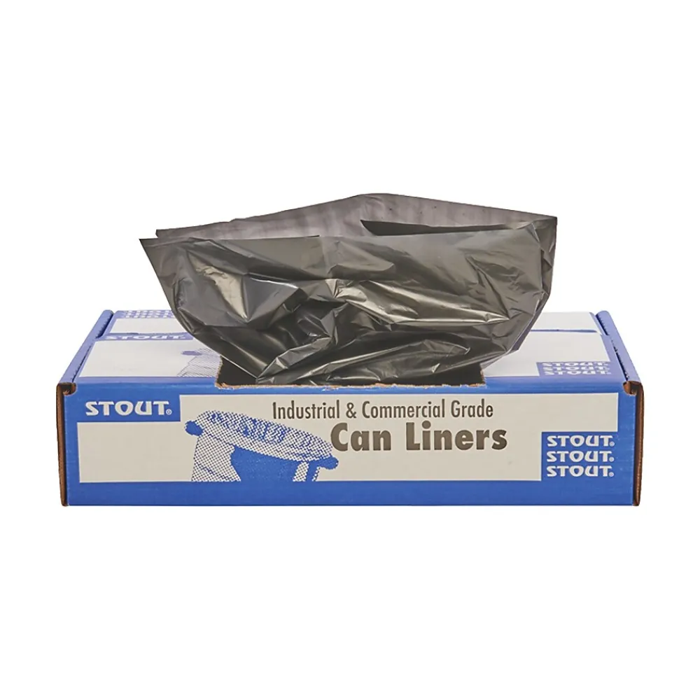 56 Gallon Industrial Trash Bag, 40" x 48", Low Density, 1.5, Brown, 100 Bags/Box (STOT4048B15)<Stout Clearance