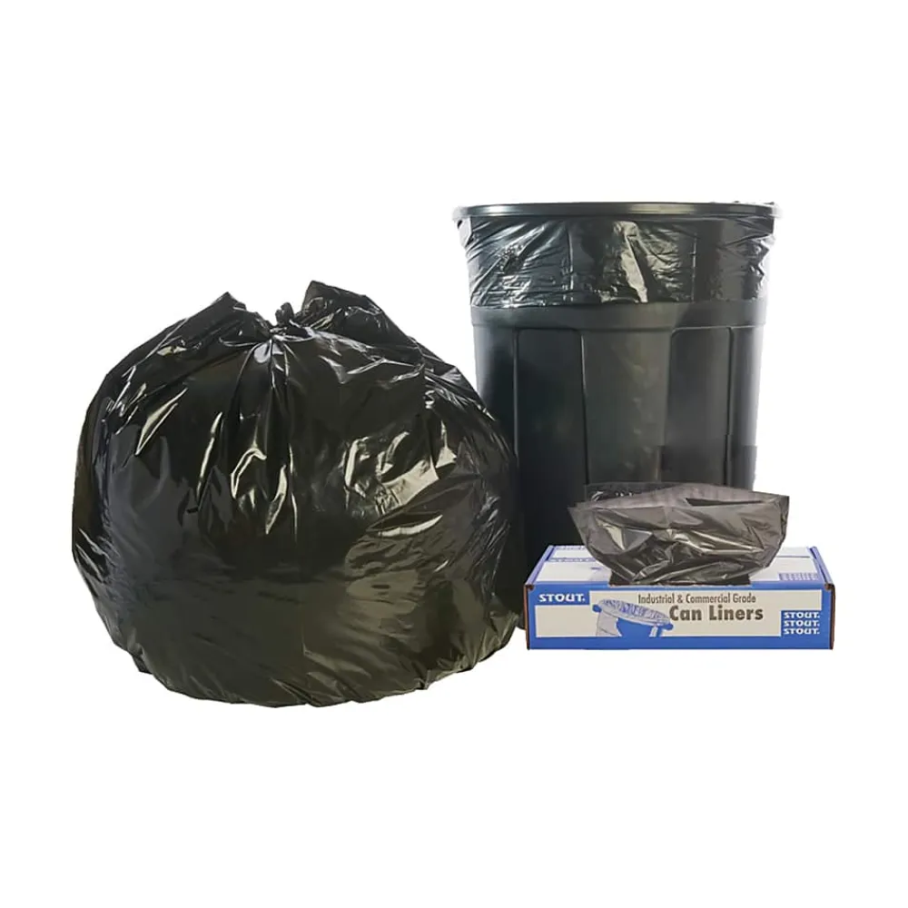 56 Gallon Industrial Trash Bag, 40" x 48", Low Density, 1.5, Brown, 100 Bags/Box (STOT4048B15)<Stout Clearance