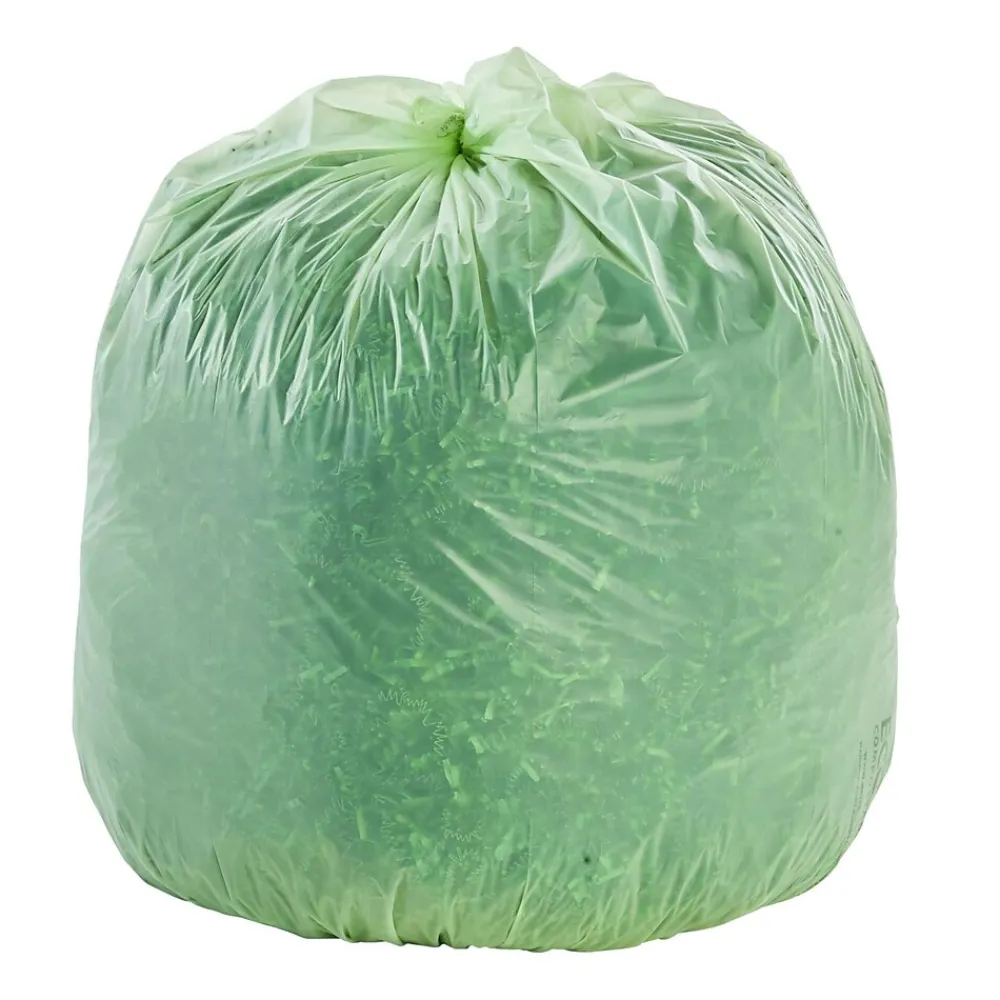 Controlled Life Cycle 13 Gallon Compostable Industrial Trash Bag, 24" x 30", Low Density, White, 120 Bags/Box, 3 Rolls<Stout Hot