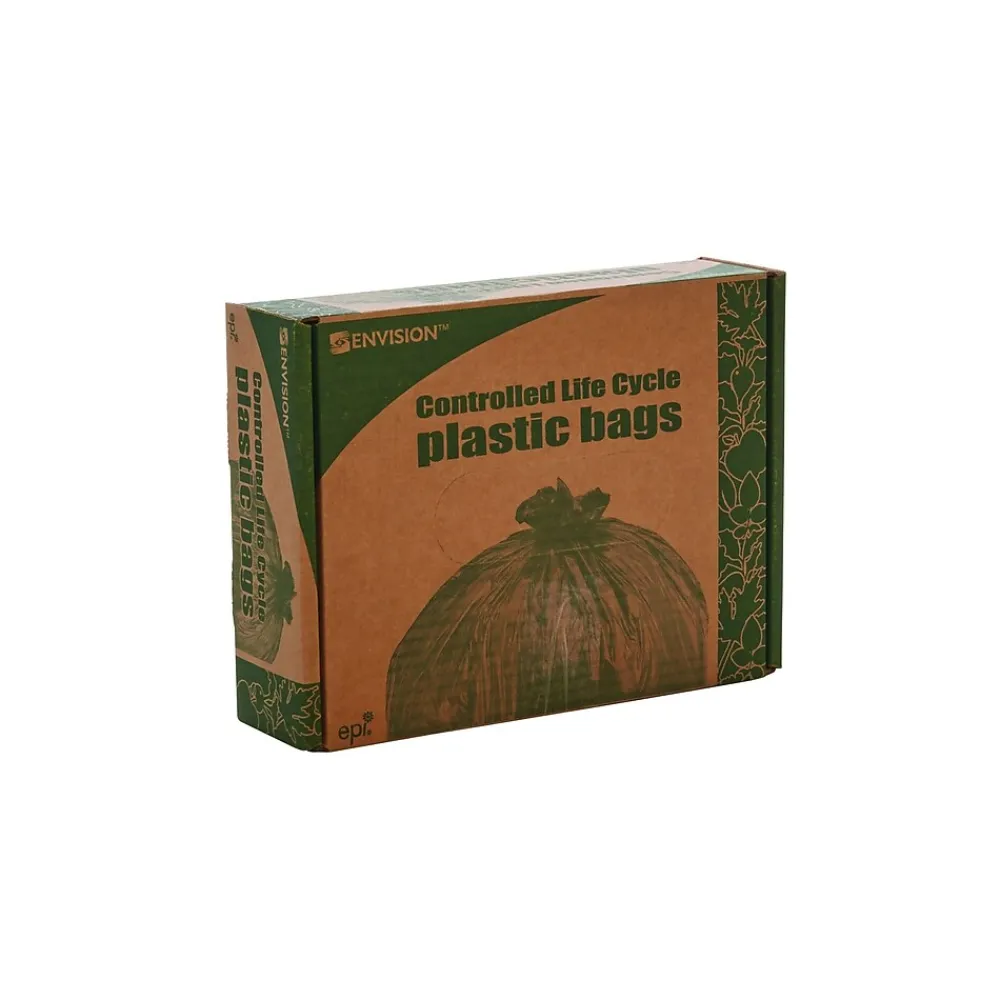 Controlled Life Cycle 13 Gallon Compostable Industrial Trash Bag, 24" x 30", Low Density, White, 120 Bags/Box, 3 Rolls<Stout Hot