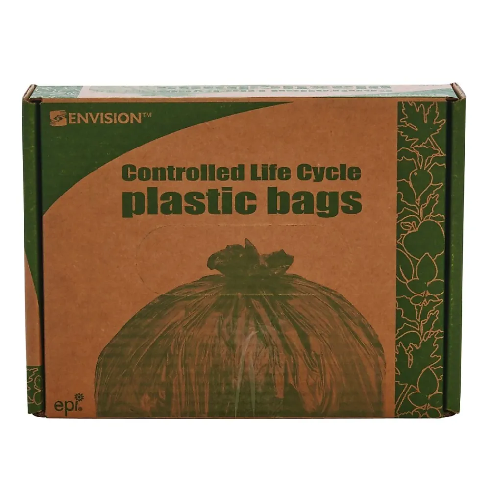 Controlled Life Cycle 13 Gallon Compostable Industrial Trash Bag, 24" x 30", Low Density, White, 120 Bags/Box, 3 Rolls<Stout Hot