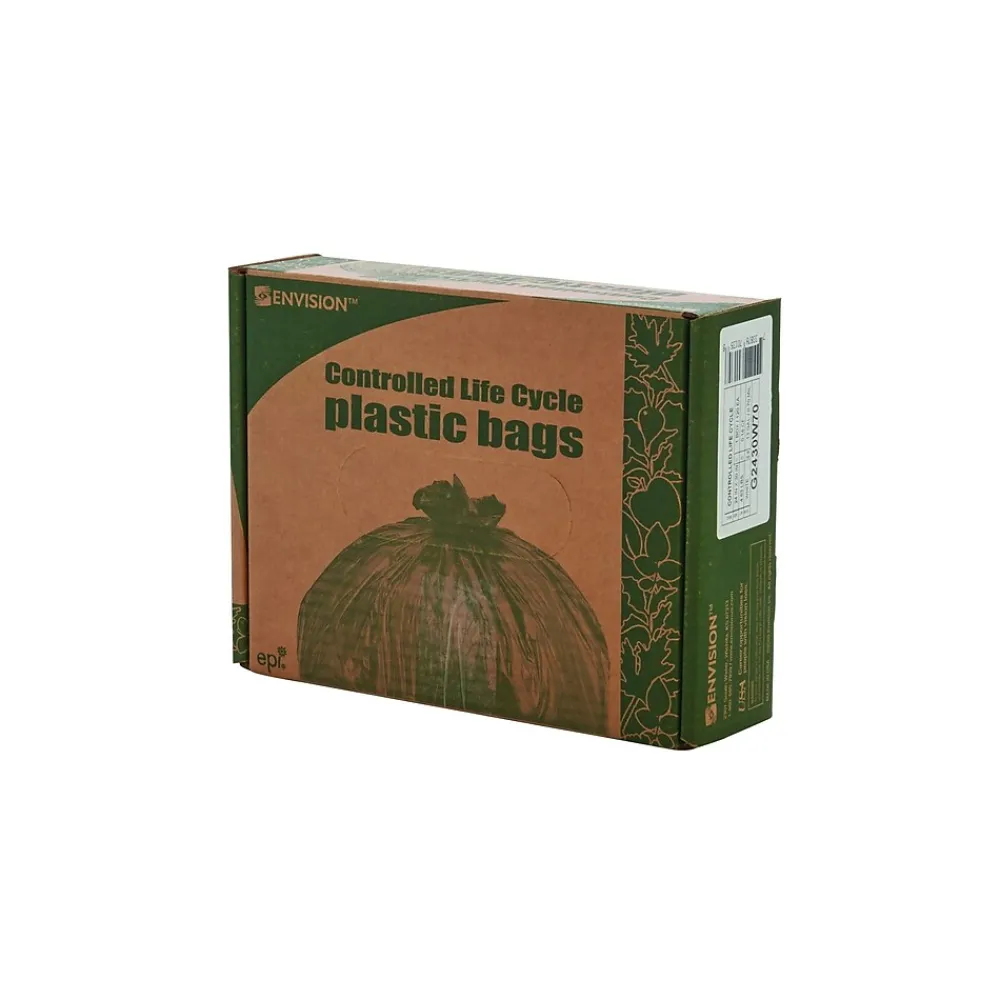 Controlled Life Cycle 13 Gallon Compostable Industrial Trash Bag, 24" x 30", Low Density, White, 120 Bags/Box, 3 Rolls<Stout Hot