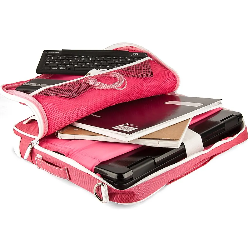 SumacLife 14 Inch Business Messenger Briefcase Laptop Case, Pink (PT_NBKLEA734_W1)<Vangoddy Discount