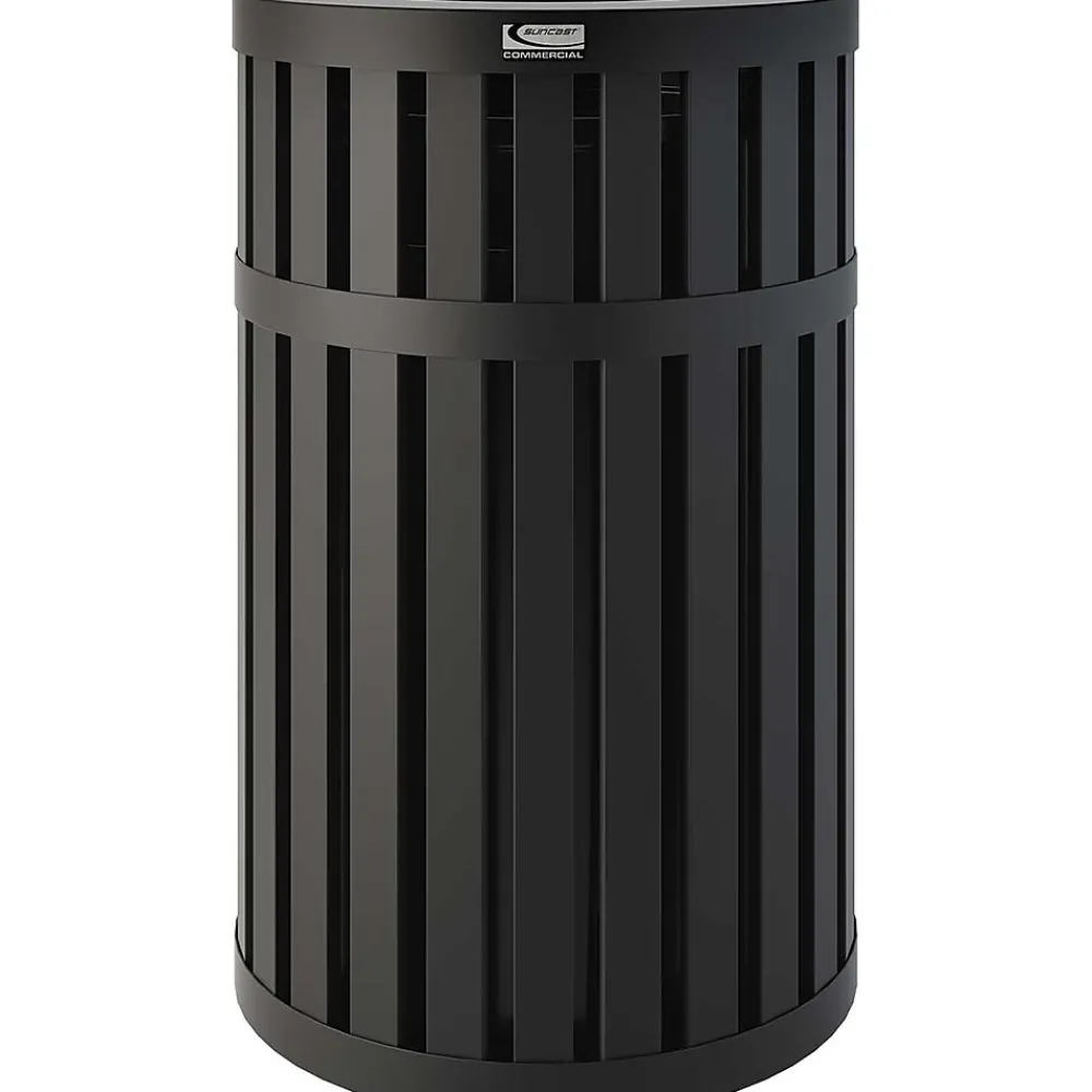 Steel Trash Can, 45 Gallon, Black (MTCRND4500)<Suncast Commercial Online