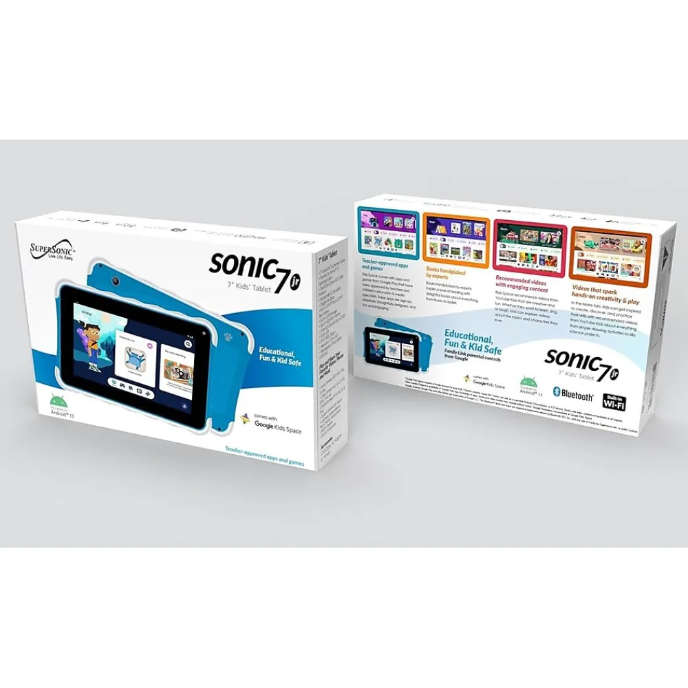Sonic7 Jr. 7" Kids Tablet, WiFi, 32GB Storage, Android 13, Blue (SC-779KT-BL)<Supersonic Clearance