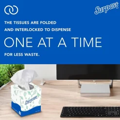 Cube Facial Tissue, 2-ply, White, 90 Sheets/Box, 36 Boxes/Carton (21320)<Surpass