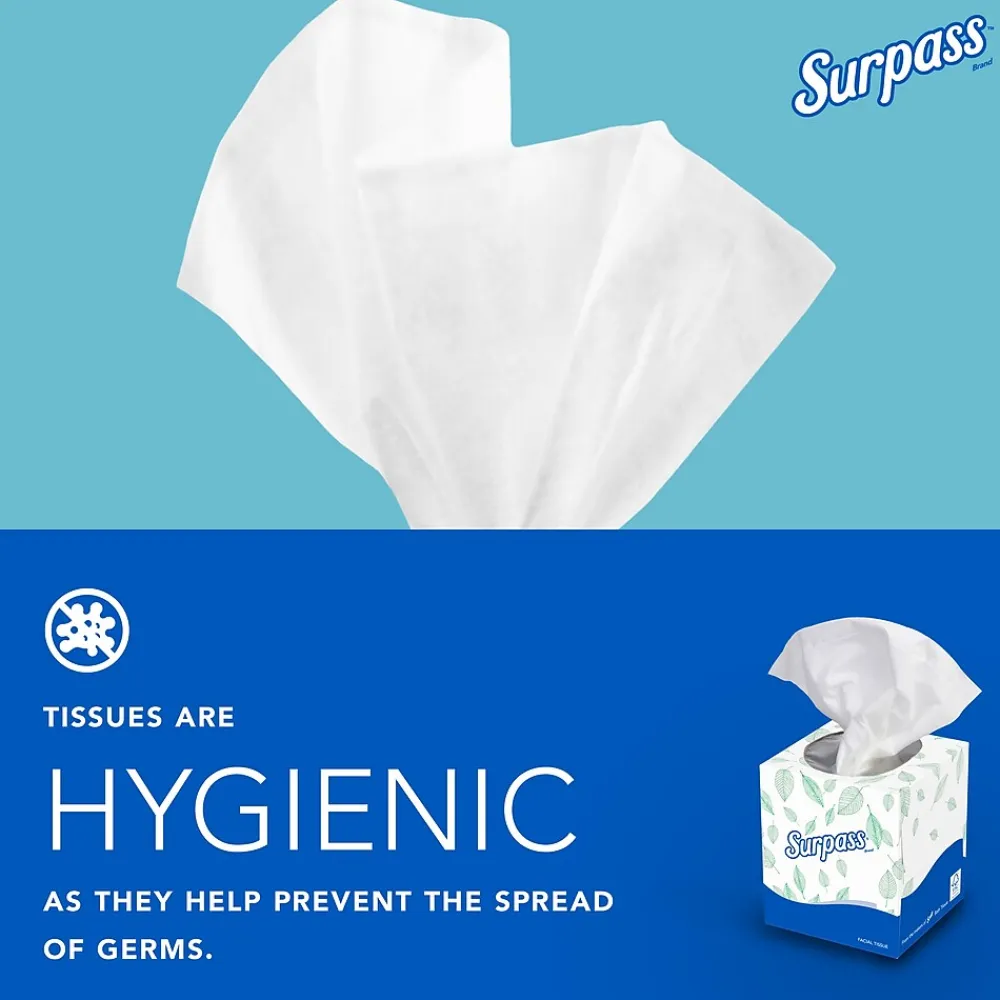 Cube Facial Tissue, 2-ply, White, 90 Sheets/Box, 36 Boxes/Carton (21320)<Surpass
