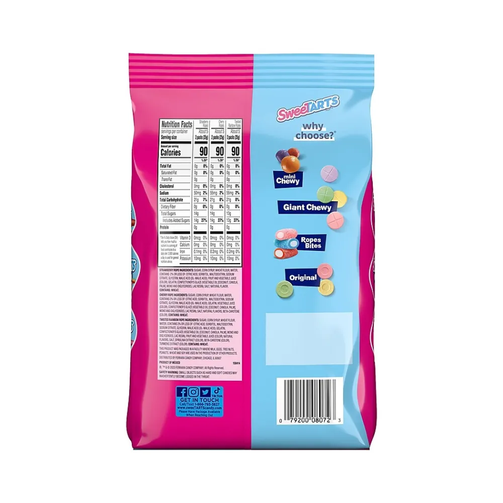 Sweetarts Treat Size Ropes Chewy Candy, Assorted Flavors, 15 oz. (08072)