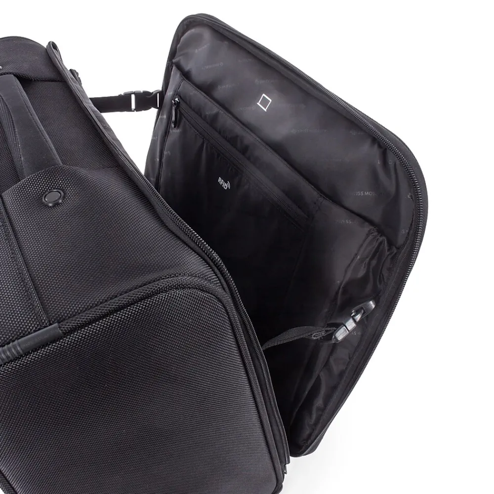 Polyester Business Case On Wheels, Black (BZCW1003SMBK)<Swiss Mobility Best