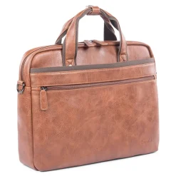 Vegan Leather Valentino Executive Briefcase, Cognac (EXB532-COGNAC)<Swiss Mobility Online