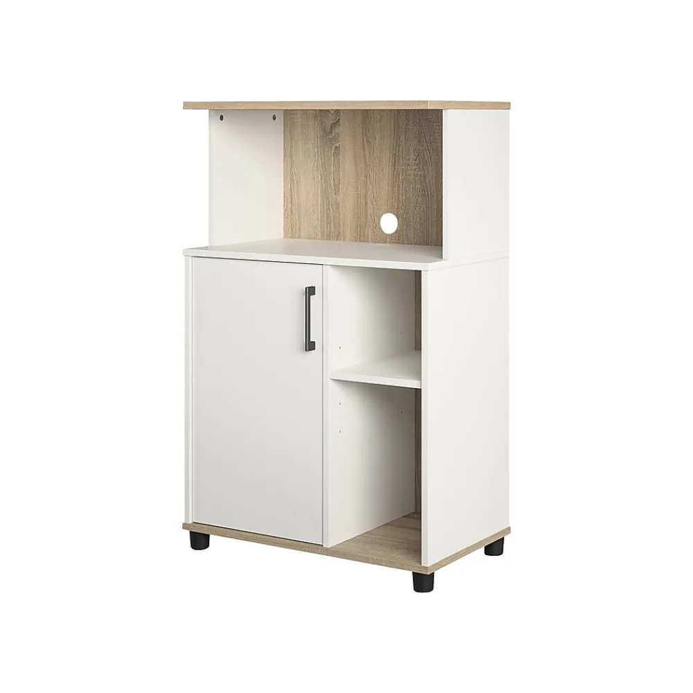 Storage Cabinets*System Build Whitmore 42" Microwave Stand with 6 Shelves, Rustic White/Oak (7014500COM)