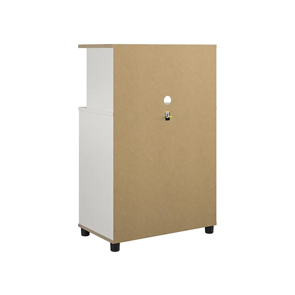 Storage Cabinets*System Build Whitmore 42" Microwave Stand with 6 Shelves, Rustic White/Oak (7014500COM)