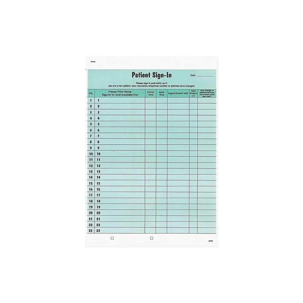 Medical Forms*Tabbies 3-Part Patient Sign-in Label Forms, 125/Pack (14532)