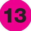 Labels|Tape Logic 2" Circle "13" Number Label, Fluorescent Pink, 500/Roll
