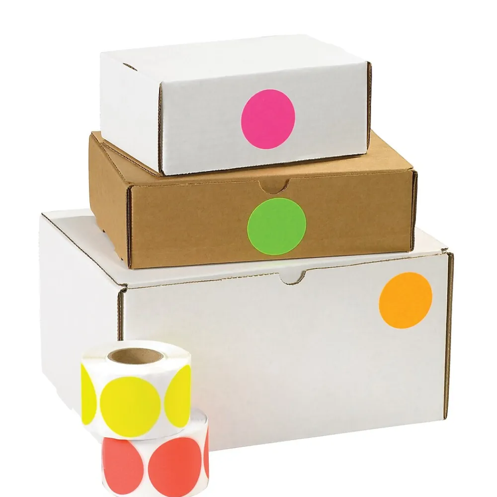 Labels|Tape Logic 2" Circle Fluorescent Inventory Label, 5000/Pack
