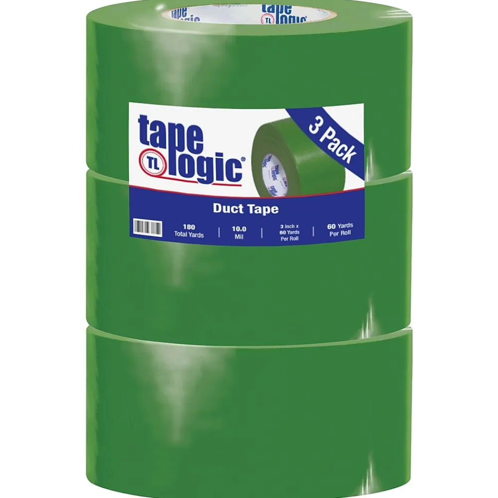 Outlet Tape Logic ™ 10 mil Duct Tape, 3" x 60 yds, Green, 3/Pack