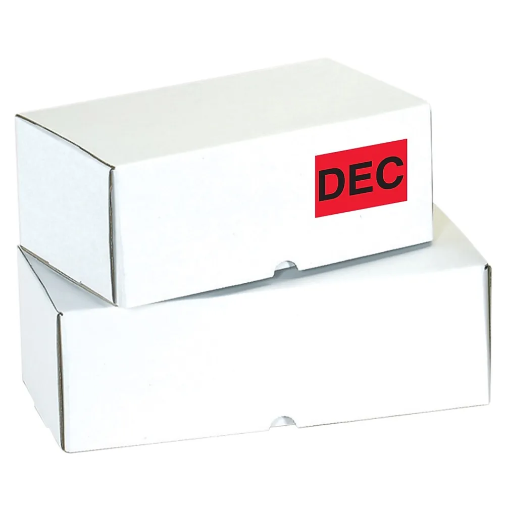 Labels|Tape Logic 3" x 2" Rectangle "DEC" Months of the Year Label, Fluorescent Red, 500/Roll