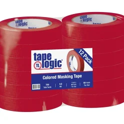 Discount Tape Logic â„¢ 1" x 60 Yards Masking Tape, Red, 12 Rolls (T93500312PKR)