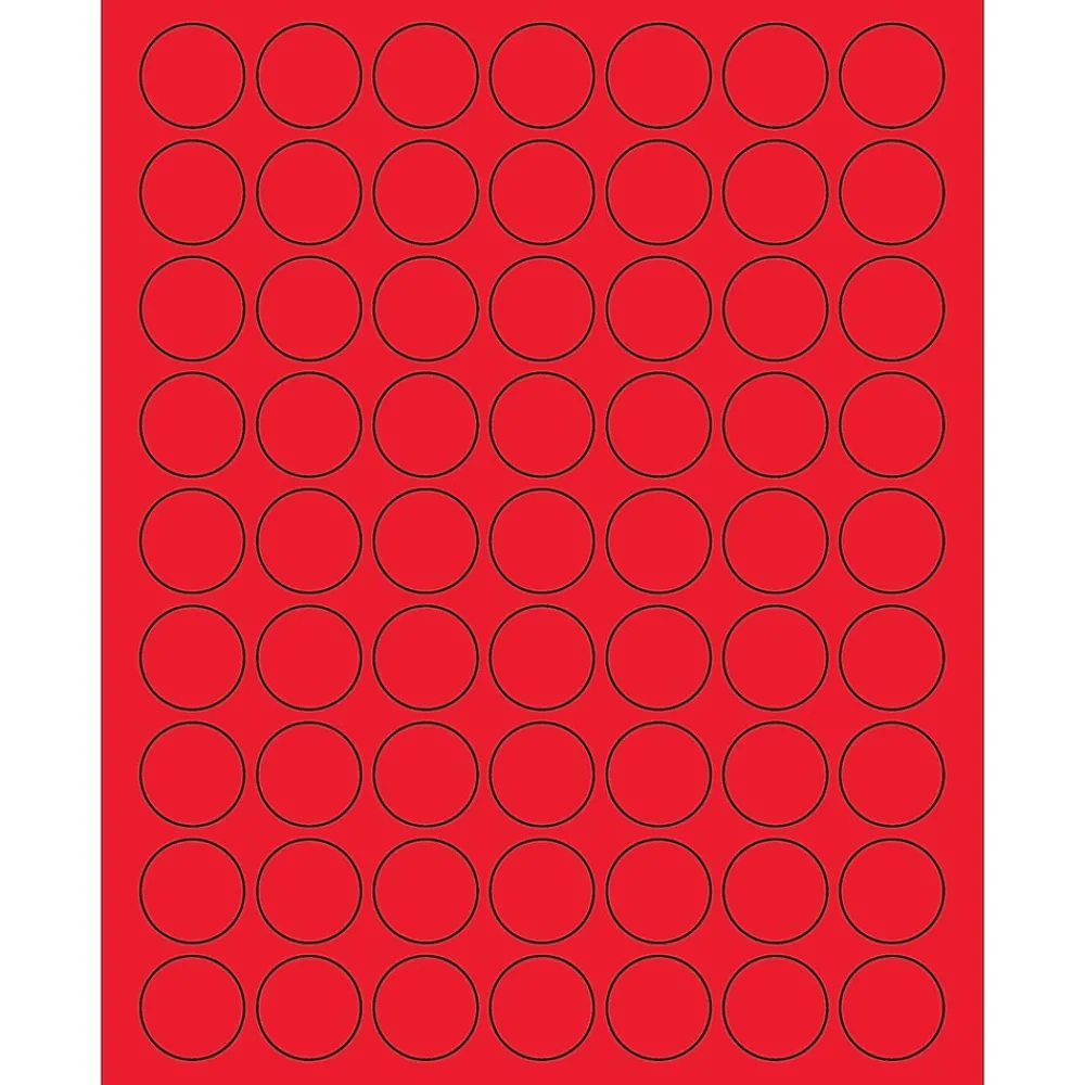 Online Tape Logic ® Circle Laser Labels, 1", Fluorescent Red, 6300/Case (LL191RD)