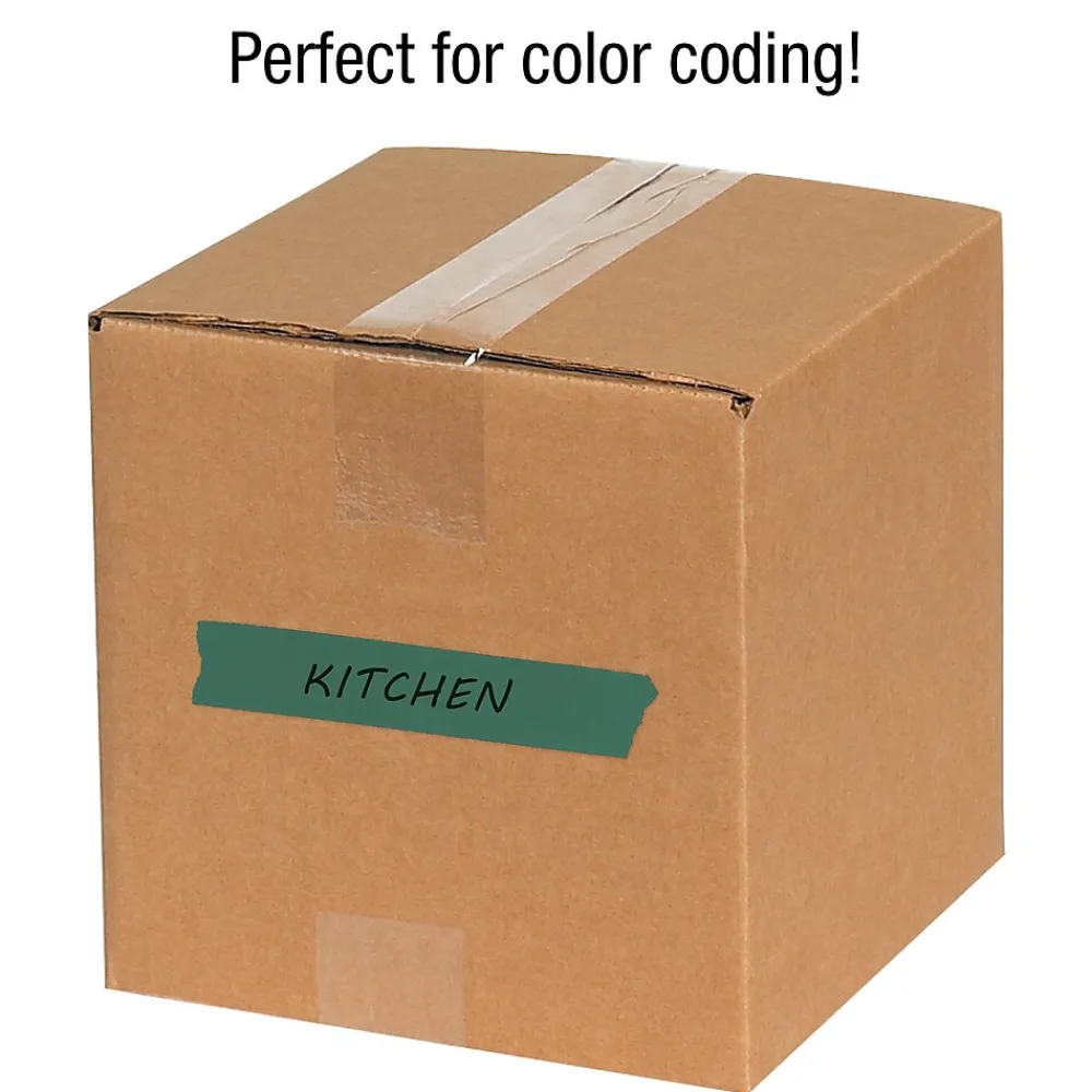 Hot Tape Logic ® Colored Masking Tape, 4.9 Mil, 1/2" x 60 yds., Dark Green, 72/Case (T933003E)