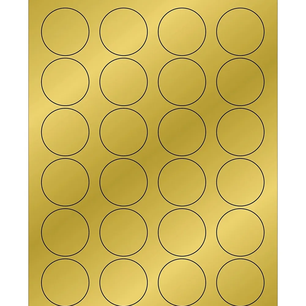 Hot Tape Logic ® Foil Circle Laser Labels, 1 5/8", Gold, 2400/Case (LL216GD)