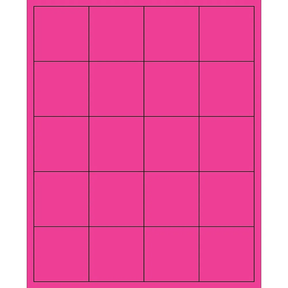 Clearance Tape Logic ® Rectangle Laser Labels, 2" x 2", Fluorescent Pink, 2000/Case (LL172PK)