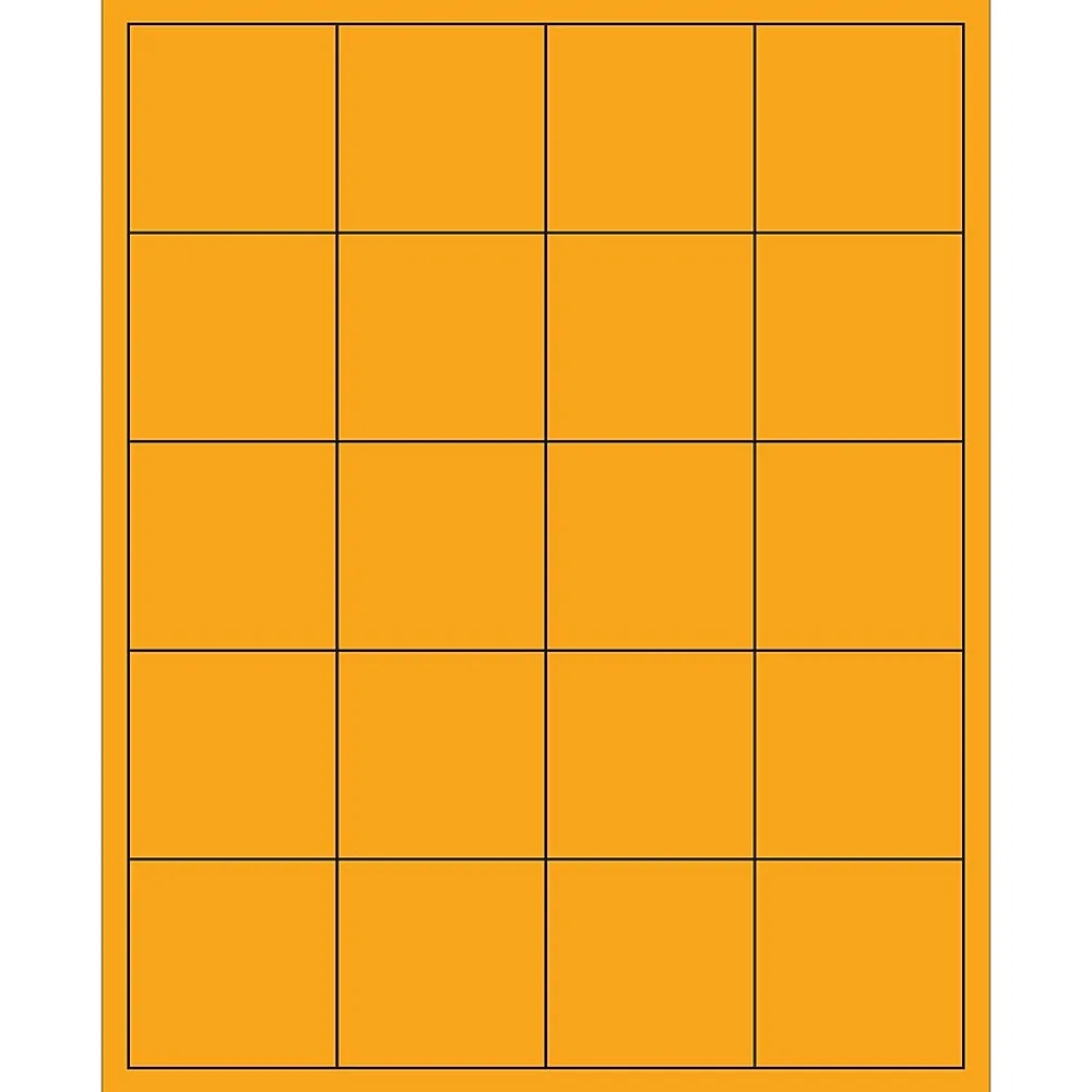 Outlet Tape Logic ® Rectangle Laser Labels, 2" x 2", Fluorescent Orange, 2000/Case (LL172OR)
