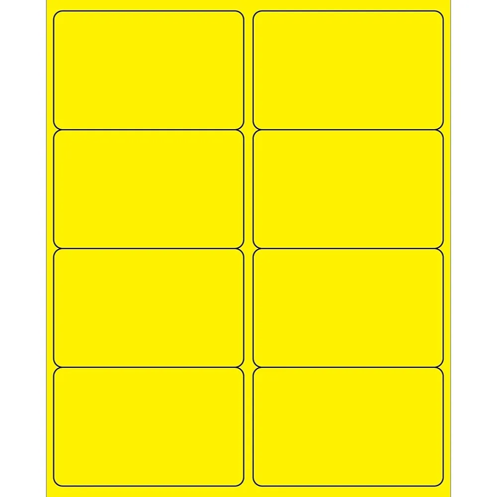 Clearance Tape Logic ® Rectangle Laser Labels, 4" x 2 1/2", Fluorescent Yellow, 800/Case (LL179YE)