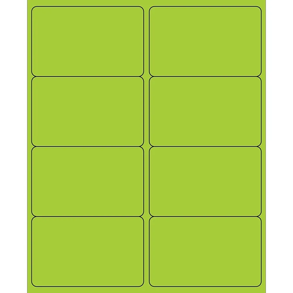 Outlet Tape Logic ® Rectangle Laser Labels, 4" x 2 1/2", Fluorescent Green, 800/Case (LL179GN)