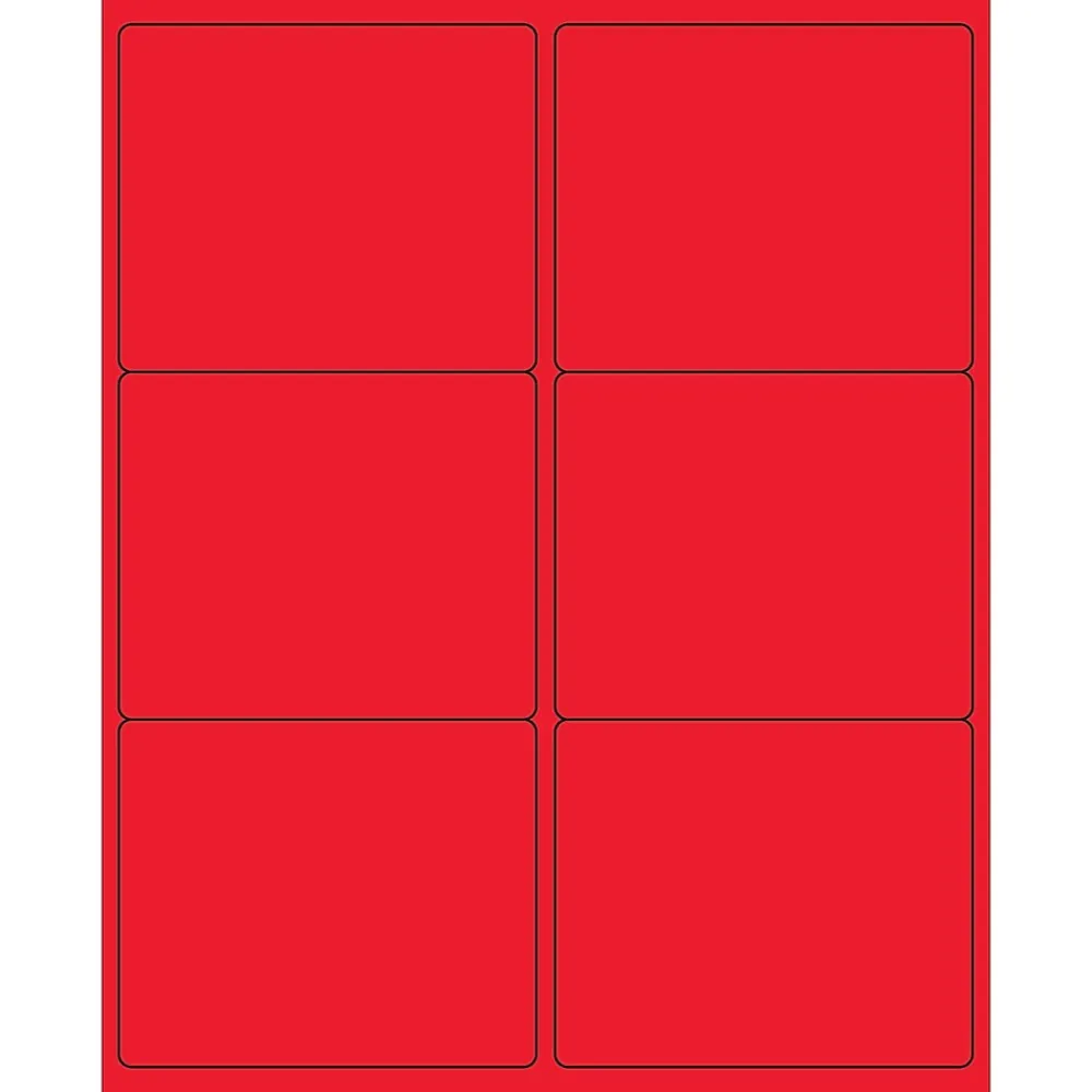 Sale Tape Logic ® Rectangle Laser Labels, 4" x 3 1/3", Fluorescent Red, 600/Case (LL180RD)