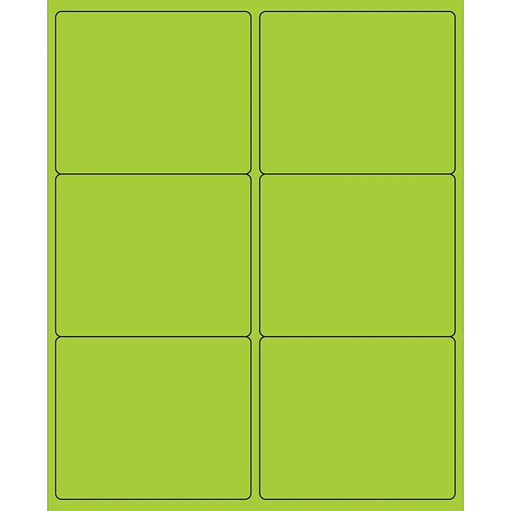 Outlet Tape Logic ® Rectangle Laser Labels, 4" x 3 1/3", Fluorescent Green, 600/Case (LL180GN)