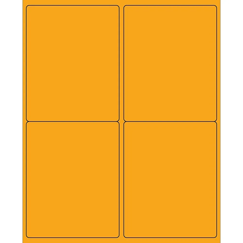 New Tape Logic ® Rectangle Laser Labels, 4" x 5", Fluorescent Orange, 400/Case (LL181OR)