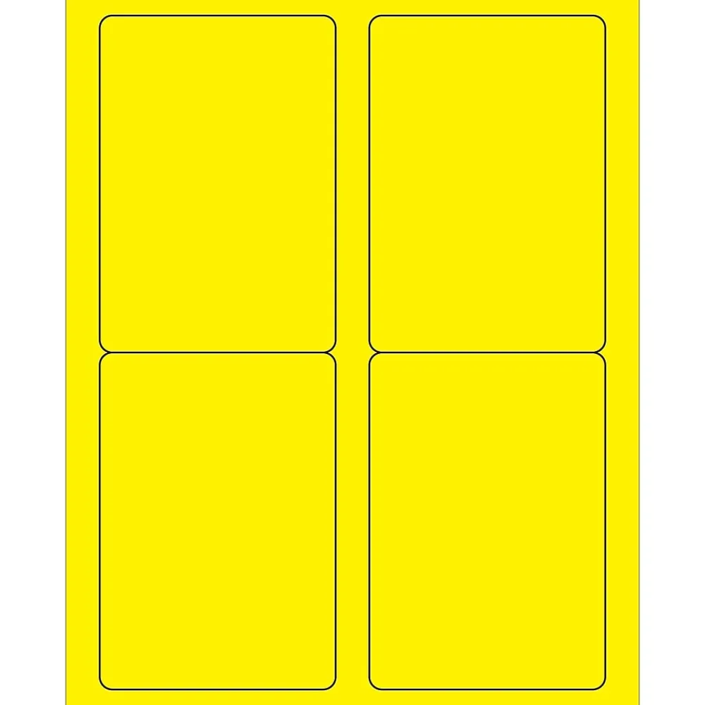 Outlet Tape Logic ® Rectangle Laser Labels, 3 1/2" x 5", Fluorescent Yellow, 400/Case (LL176YE)