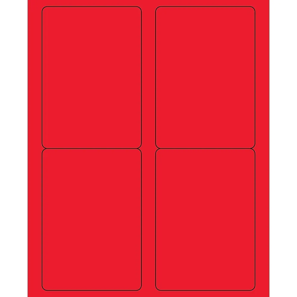 Sale Tape Logic ® Rectangle Laser Labels, 3 1/2" x 5", Fluorescent Red, 400/Case (LL176RD)