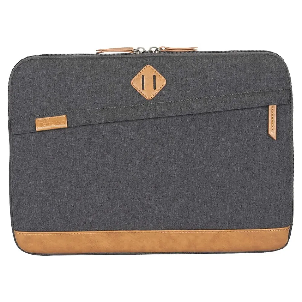 Strata III Laptop Sleeve, Gray/Brown Polyester/Leatherette (TBS93004GL)<Targus Outlet