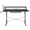 Corner Desks*Techni Sport Carbon Computer Gaming Desk with Shelving, Black (RTA-TS200-BK)