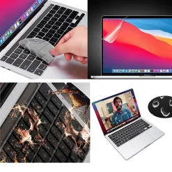 Laptop Case with Keyboard Cover and Screen Protector, Black, Plastic (TP-BK-K-MA13M1)<TechProtectus Discount