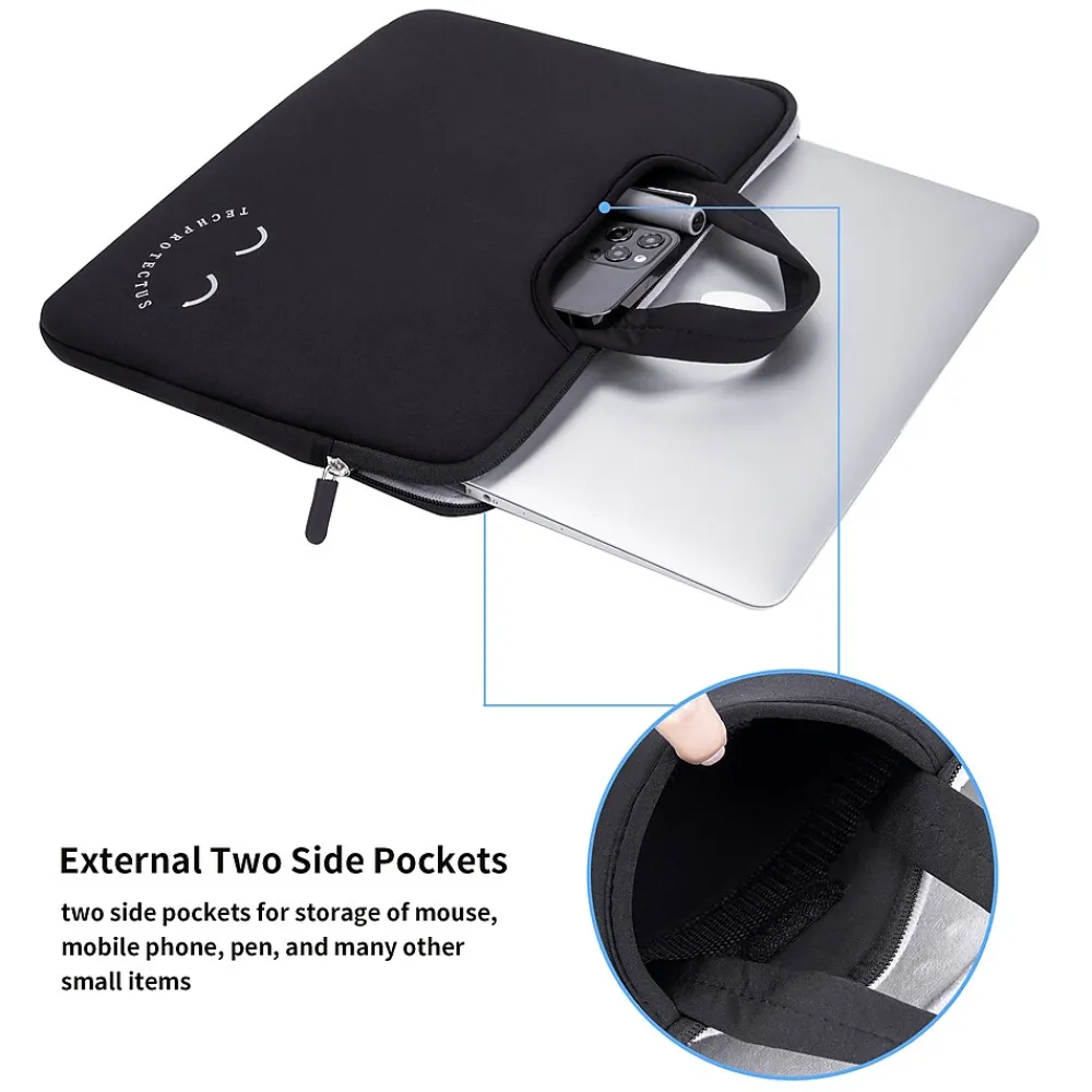 Neoprene Laptop Sleeve for 11.6 & 12" Laptops, Black (TP-BK-NS11)<TechProtectus