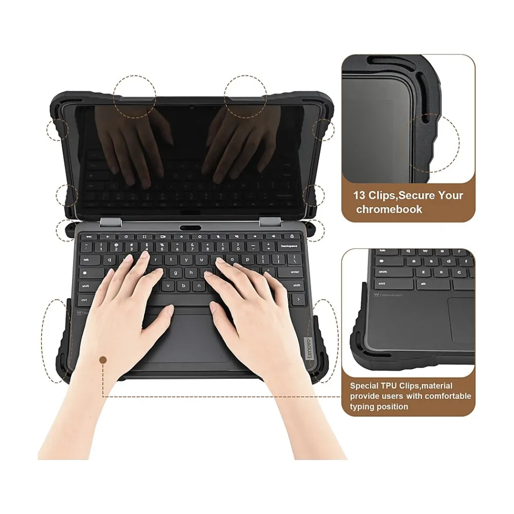 ShockProof 11.6" Laptop Case for Lenovo 300e/300w Gen 4 Chromebook, Shock-Absorbing, Black (TP-LN300EW-G4)<TechProtectus Discount