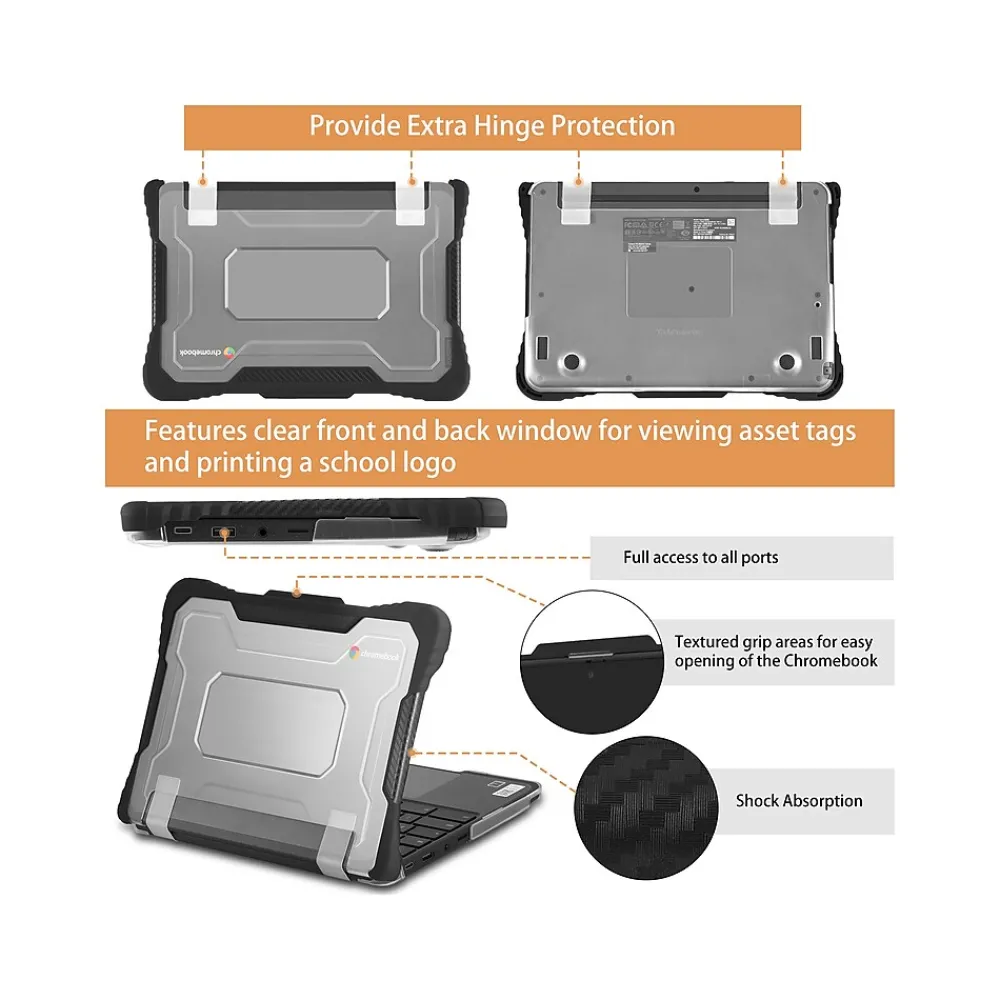 ShockProof 11.6" Laptop Case for Lenovo 500e/500w Gen 3 Chromebook, Shock-Absorbing, Black (TP-LN-500E3)<TechProtectus Outlet
