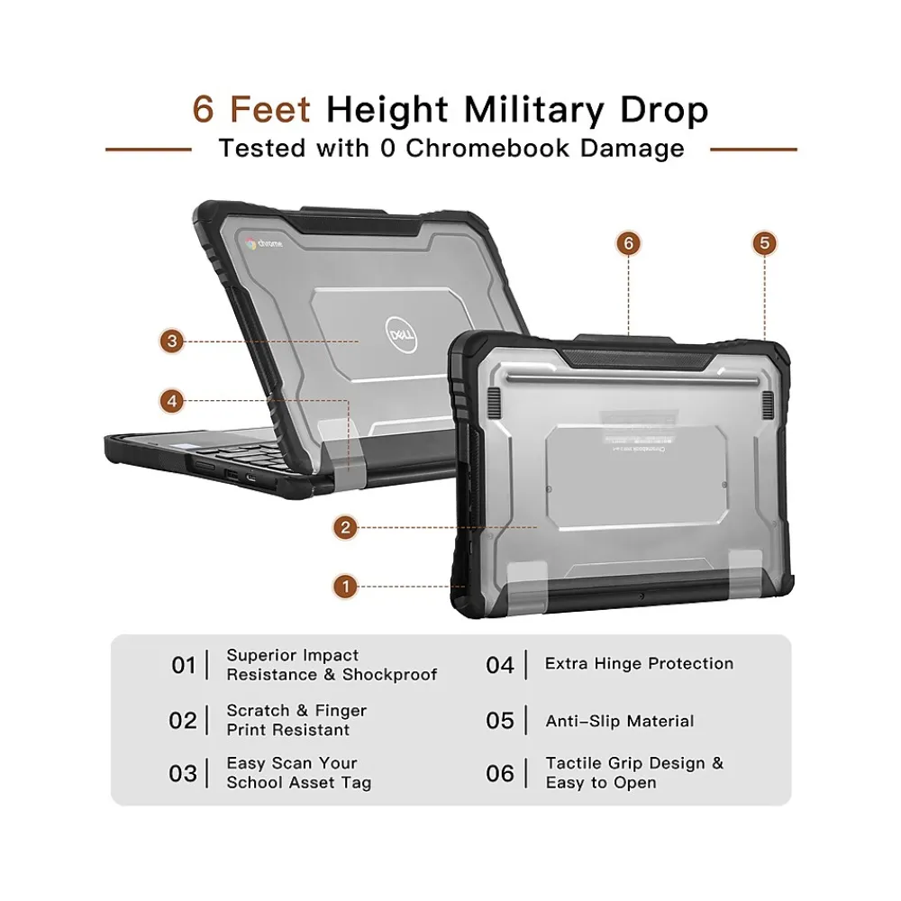 ShockProof 11.6" Laptop Case for Dell 3110 Chromebook, Shock-Absorbing, Black (TP-CL-DE3110)<TechProtectus Sale