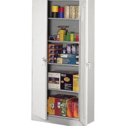 Storage Cabinets*Tennsco Deluxe Storage Cabinet with Double Hinge Doors, 5-Shelf, Light Grey, 78"H x 36"W x 24"D Light Gray