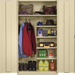 Storage Cabinets*Tennsco Standard Combination Cabinet with Double Hinge Doors, 6-Shelf, 1 Closet, Putty, 72"H x 36"W x 24"D